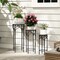 Black 3-Piece Mosaic Plant Stand Set Metal Stackable Indoor Outdoor Decorative